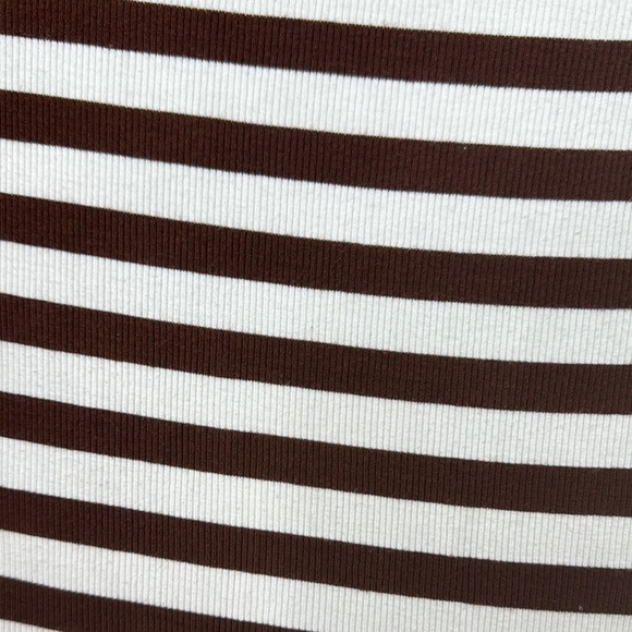 97. Bebe Brown & White Striped Ribbed Sleeveless Top – Size Large - Picture 5 of 5